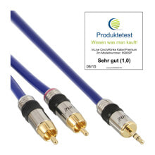 Акустические кабели inLine 0.5m 2x RCA/3.5mm Premium аудио кабель 0,5 m 3,5 мм Синий 89929P