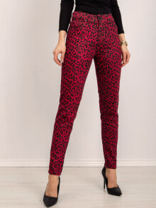 Женские джинсы Женские джинсы прямого кроя с высокой посадкой леопардовые красные Factory Price