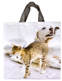 Шоппер Женская сумка KPPS принт кошка и собака, одна ручка, одно отделение