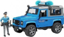 Игрушечные машинки и техника для мальчиков Внедорожник Bruder Land Rover Defender Station Wagon, полиция с фигуркой