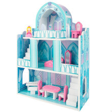 Кукольные домики для девочек кукольный домик WooMax Замок принцессы, 3 этажа с аксессуарами, 37x15x53,5 см