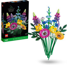 Искусственные цветы lego 10313 Icons Wild Flower Bouquet Set, Artificial Poppy and Lavender Flowers for Adults, Valentine's Day Gift for Him & Her, Botanical Collection