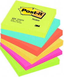 Бумага для заметок 3M M654TFEN самоклеющаяся бумага для заметок Квадратный Синий, Зеленый, Оранжевый, Розовый, Желтый 100 листов