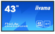 Телевизоры и плазменные панели iiyama LH4342UHS-B3 информационный дисплей Цифровая информационная плоская панель 108 cm (42.5") IPS 4K Ultra HD Черный Встроенный процессор Android 8.0