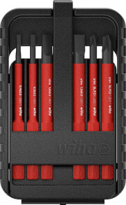 Наборы отверток Wiha 43152 electric Slotted 6-Piece Set in slimBit Box Bit Set Red