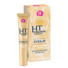Средства для ухода за кожей вокруг глаз Dermacol 3D Hyaluron Therapy Eye & Lip Cream Гиалуроновый крем-филлер против морщин в области губ и глаз 15 мл