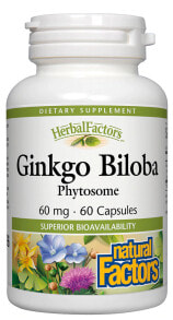 Natural Factors Ginkgo Biloba Phytosome Экстракт листьев гинкго билоба 60 мг 60 капсул