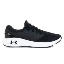Мужская спортивная обувь для бега мужские кроссовки спортивные для бега черные текстильные низкие с белой подошвой Under Armour Charged Vantage
