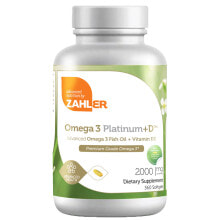Рыбий жир и Омега 3, 6, 9 Zahler Omega 3 Platinum+D3 Комплекс с омега-3 из рыбьего жира + витамин Д-3 2000 мг 360 гелевых капсул
