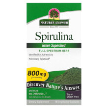 Водоросли nature's Answer, Спирулина, 400 мг, 90 вегетарианских капсул