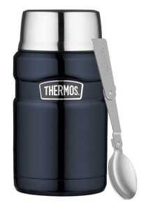 Термосы и термокружки термос пищевой Thermos  со складной ложкой и чашкой - темно-синий 710 мл