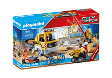Детские игровые наборы и фигурки из дерева Игровой набор с элементами конструктора Playmobil City Action Строительная площадка с самосвалом 70742