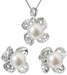 Наборы женских ювелирных украшений Luxurious silver service with natural pearls Pavon 29016.1
