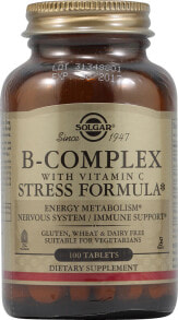 Витамины группы B Solgar B-Complex with Vitamin C Комплекс витаминов группы B с витамином С против стресса 100 таблеток
