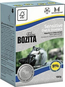 Влажный корм для кошек Bozita, Sensitive Diet & Stomach, для чувствительного пищеварения, 190 г