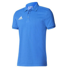 Мужские футболки-поло Мужская футбола-поло спортивная синяя с логотипом Adidas Tiro 17 M BQ2683 football polo