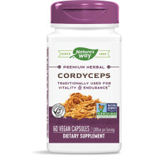 Nature's Way Cordyceps Растительный экстракт кордицепса для повышения жизненной силы и выносливости 1000 мг 60 растительных капсул