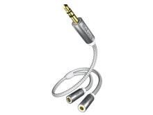 Акустические кабели inakustik 00410212 аудио кабель 0,2 m 3,5 мм 2 x 3,5 мм Серебристый, Белый
