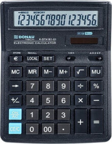 Калькуляторы Kalkulator Donau Kalkulator biurowy DONAU TECH, 16-cyfr. wyświetlacz, wym. 199x153x31 mm, czarny