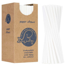 Одноразовая посуда paper straws BIO ecological PAPER STRAWS thick 8 / 205mm - white 160 pcs.