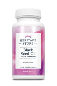 Рыбий жир и Омега 3, 6, 9 Heritage Store Organic Black Seed Oil Органическое масло черного тмина холодного отжима 650 мг 90 вегетарианских капсул