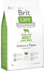 Сухие корма для собак сухой корм для животных Brit, Care Grain Free Adult , для крупных пород, с лососем и картофелем, 3 кг