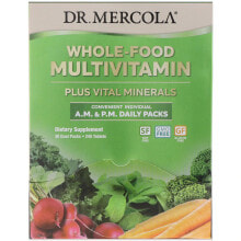 Витаминно-минеральные комплексы Dr. Mercola Whole-Food Multivitamin AM & PM Цельнопищевые поливитамины плюс жизненно важные минералы, Без глютена  240 таблеток