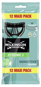 Мужские бритвы и лезвия wilkinson Sword Xtreme3 Sensitive Comfort Одноразовая мужская бритва гибкими лезвиями с вращающейся головкой 12 шт