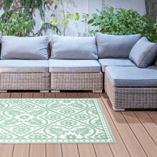 Ковры и ковровые дорожки Esschert Design Esschert Design Outdoor carpet, 182x122 cm, white and green pattern