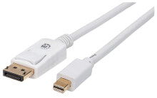 Компьютерные разъемы и переходники Manhattan 324830 DisplayPort кабель 3 m Mini DisplayPort Белый
