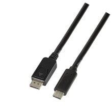 Компьютерные разъемы и переходники LogiLink UA0336 видео кабель адаптер 3 m USB Type-C DisplayPort Черный