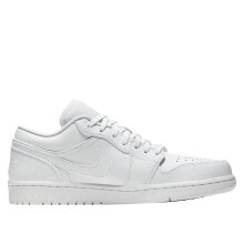 Мужские кроссовки Мужские кроссовки повседневные белые кожаные низкие демисезонные  Nike Air Jordan 1 Low