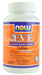 Витаминно-минеральные комплексы NOW Foods EVE Superior Women's Multi Женский мультивитаминный комплекс с клюквой, альфа-липоевой кислотой и CoQ10  180 таблеток