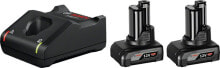 Аккумуляторы и зарядные устройства для электроинструмента комплект аккумуляторов и зарядного устройства  Bosch 12 В 2x6,0 Aч 1 600 A01 B20