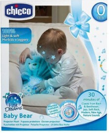 Ночники и декоративные светильники для малышей Детский декоративный ночник Chicco Мишка-плюшевый, со светомузыкальным проектором, голубой 80152