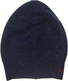 Мужские шапки Мужская шапка синяя трикотажная Polo Ralph Lauren Slouchy Mens Cotton Blend Hat