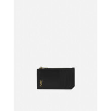 Мужские кошельки и портмоне Мужской кошелек черный   кожаный горизонтальный на молнии  Saint Laurent  Black Wallets & Cardholder