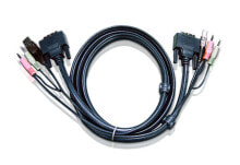 Компьютерные разъемы и переходники Aten 6ft USB DVI-I Single Link KVM кабель 1,8 m Черный 2L-7D02UI