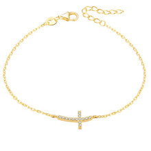 Женские ювелирные браслеты Позолоченный серебряный браслет с крестиком AGB484 / 20-GOLD