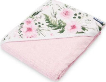 Детское полотенце Sensillo 100X100 см, бело-розовый цвет, с цветочным принтом, с капюшоном