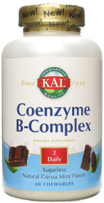 Витамины группы B Kal Coenzyme B-Complex Коэнзим + Комплекс витамином группы В  60 жевательных таблеток со вкусом какао и мяты