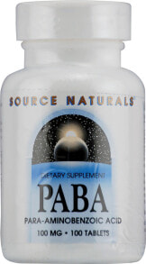 Витамины группы B Source Naturals PABA ПАБК-парааминобензойная кислота 100 мг - 100 таблеток
