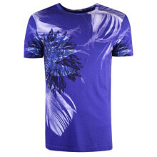 Мужские футболки Мужская футболка повседневная синяя с цветком Bikkembergs T-Shirt