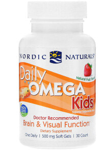 Рыбий жир и Омега 3, 6, 9 nordic Naturals Daily Omega Kids Strawberry Рыбий жир для поддержания функций мозга и зрения у детей 500 мг 30  жевательных капсул