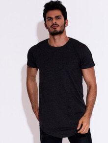 Мужские футболки Мужская футболка повседневная  черная однотонная длинная Factory Price T-shirt-MH-TS-2110.50-czerwony