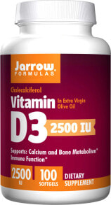 Витамин D Jarrow Formulas Vitamin D3 Витамин D3 содержащий холекальциферол 2500 МЕ 100 гелевых капсул