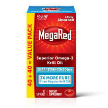 Рыбий жир и Омега 3, 6, 9 Schiff MegaRed Superior  l Омега-3 из масла криля 500 мг 80 гелевых капсул