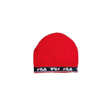 Женская шапка красная Fila Beanie Outline Logo