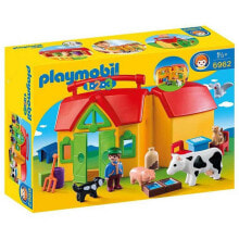 Детские игровые наборы и фигурки из дерева Набор с элементами конструктора Playmobil 1.2.3.: Ферма возьми с собой ,6962