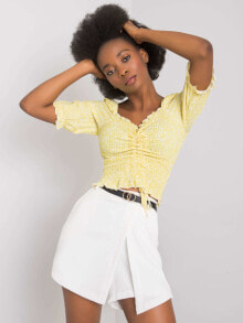 Женские блузки и кофточки Женская летняя блузка с коротким рукавом светло желтая Factory Price